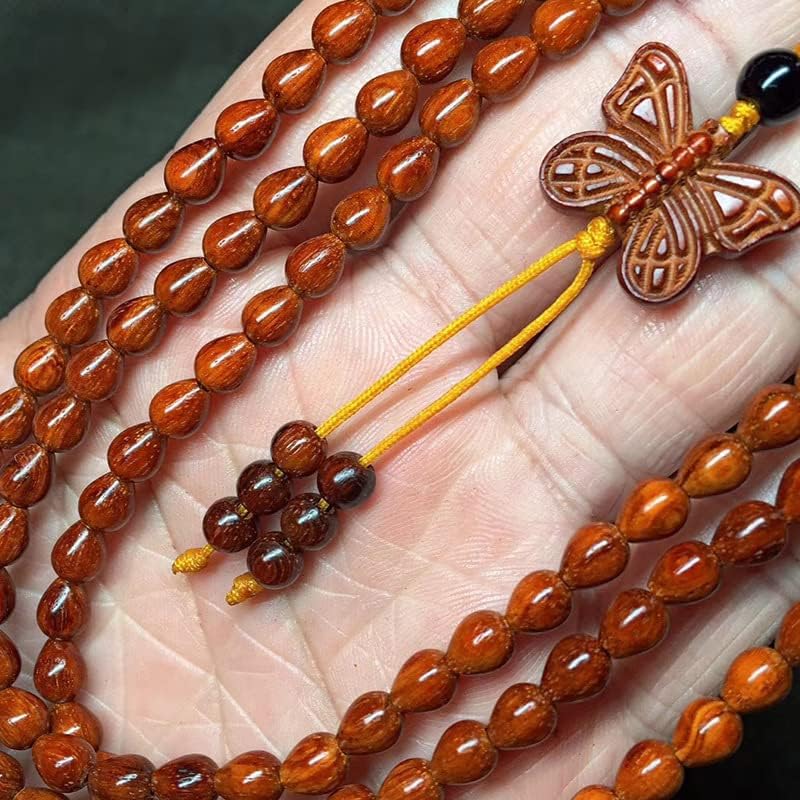 小叶紫檀3*5水滴带星珠子圆润光滑细腻搭配可爱蝴蝶女士(小叶紫檀水滴搭配蝴蝶款)