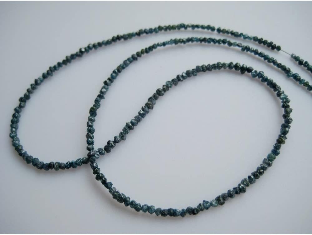 2mm Blue Rough Diamond, Blue Raw Uncut Diamond Beads, Blue Rondelle Diamonds, Blue Loose Diamonds For Jewelry (4IN To 16IN Options), 1-2 MM