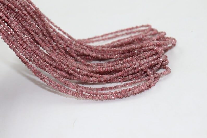 AAA+ Natural Pink Diamond Uncut Beads 3-3.5mm Pink Diamond Conflict Free Beads Strand for Jewelry Making