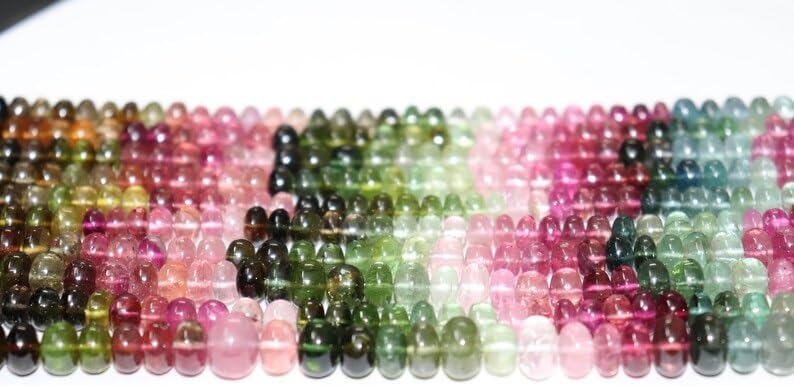 Multi Tourmaline Smooth Rondelle Beads 6.5-7 mm Tourmaline Bead Multi Tourmaline Rondelle Beads Plain Tourmaline Beads Beads for Making Jwelery