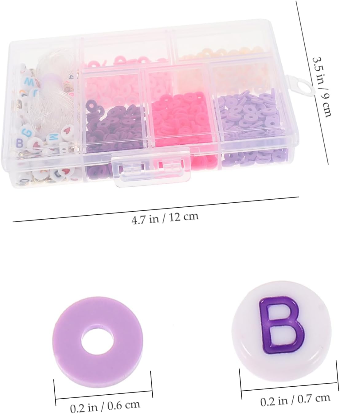 1 Box Soft Pottery Set Jewelry Beads Wreath Making Supplies Letter Beads Bracelet Kits Mini Accessories DIY Loose Beads Small Glass Beads Disc Necklace Polymer Clay (Pink 0.4X0.7X0.7CM)