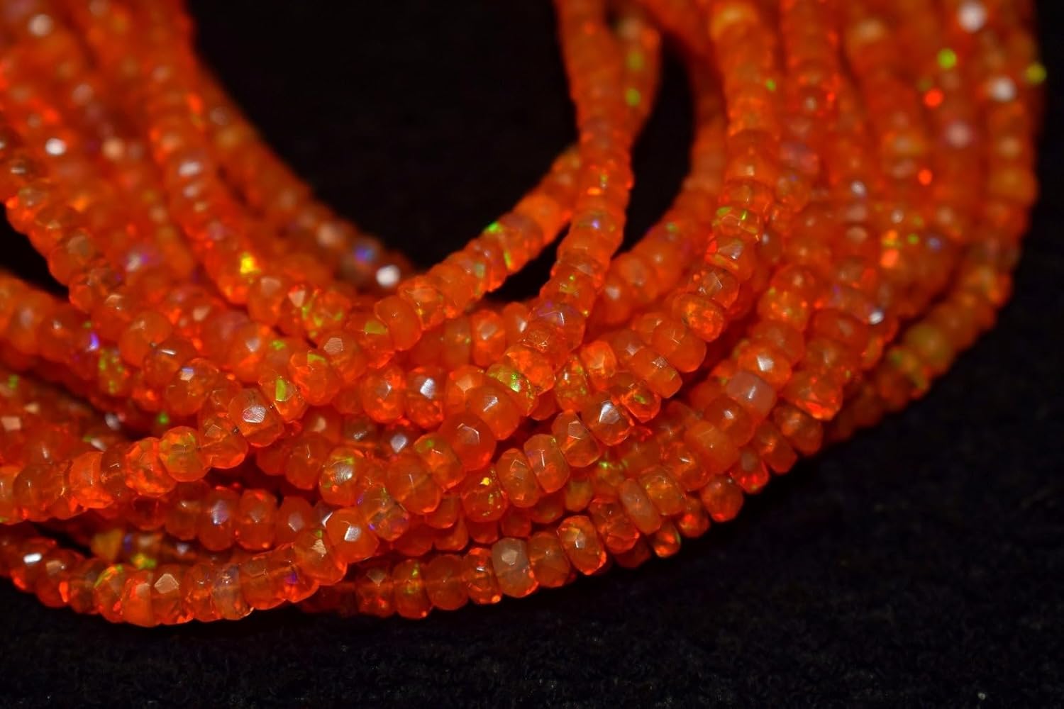AAA Natural Orange Weloo Ethiopian Opal Faceted Rondelle Beads, 4-6mm Graduated Disc Gemstone Strand (13-Inch)