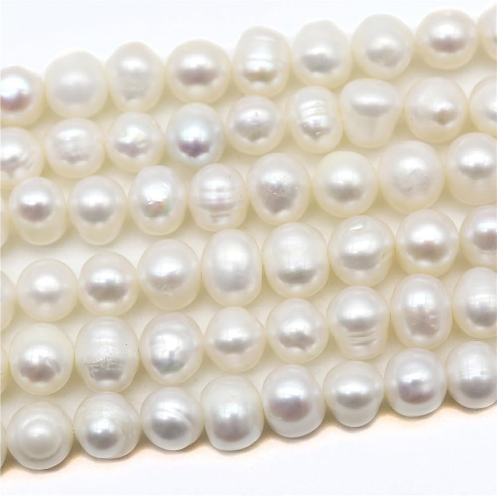 8Mm-9Mm Natural Freshwater Pearls Beads Rice-Shaped Circular Flat-Shape Irregular Beads for Jewelry Making Black 200 Pieces