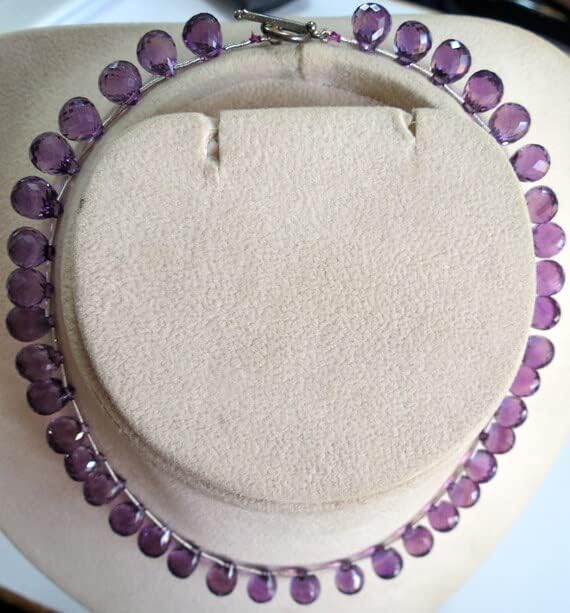 Natural Amethyst Briolette Tear Drops Beads Necklace 16 INCH 12.5MM to 10MM