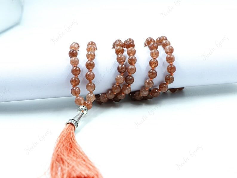 Natural Strawberry Quartz 8mm 108 Mala Beads, Spiritual, Meditation Beads, Reiki, Japa Mala, Buddhist Prayer Beads, Yoga Bracelet, healing beads LKMALA-RRGU-2757