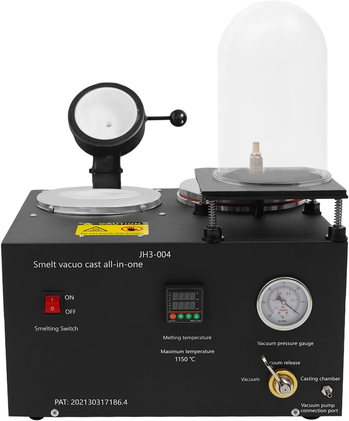 HCYHSLH 2Kg Vacuum Investing Casting Machine, Jewelry Spot Welder, 110V 1500W Electric Silver Metal Casting Tool Steel 1/3HP 2102℉ Freestanding Melting Desktop Machines for Art Manufacturers