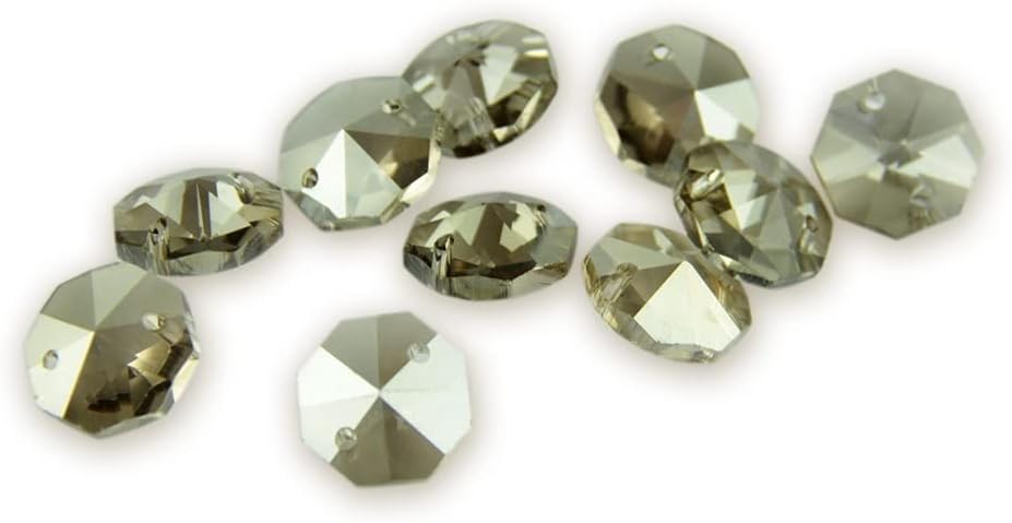 Hanging Crystals Prisms 14mm Octagon Beads in 1 Hole/2 Holes Cut&Faceted Glass Strand Garland Curtain Beads Hangings Crystals for Decoration(1 Hole,1000pcs)