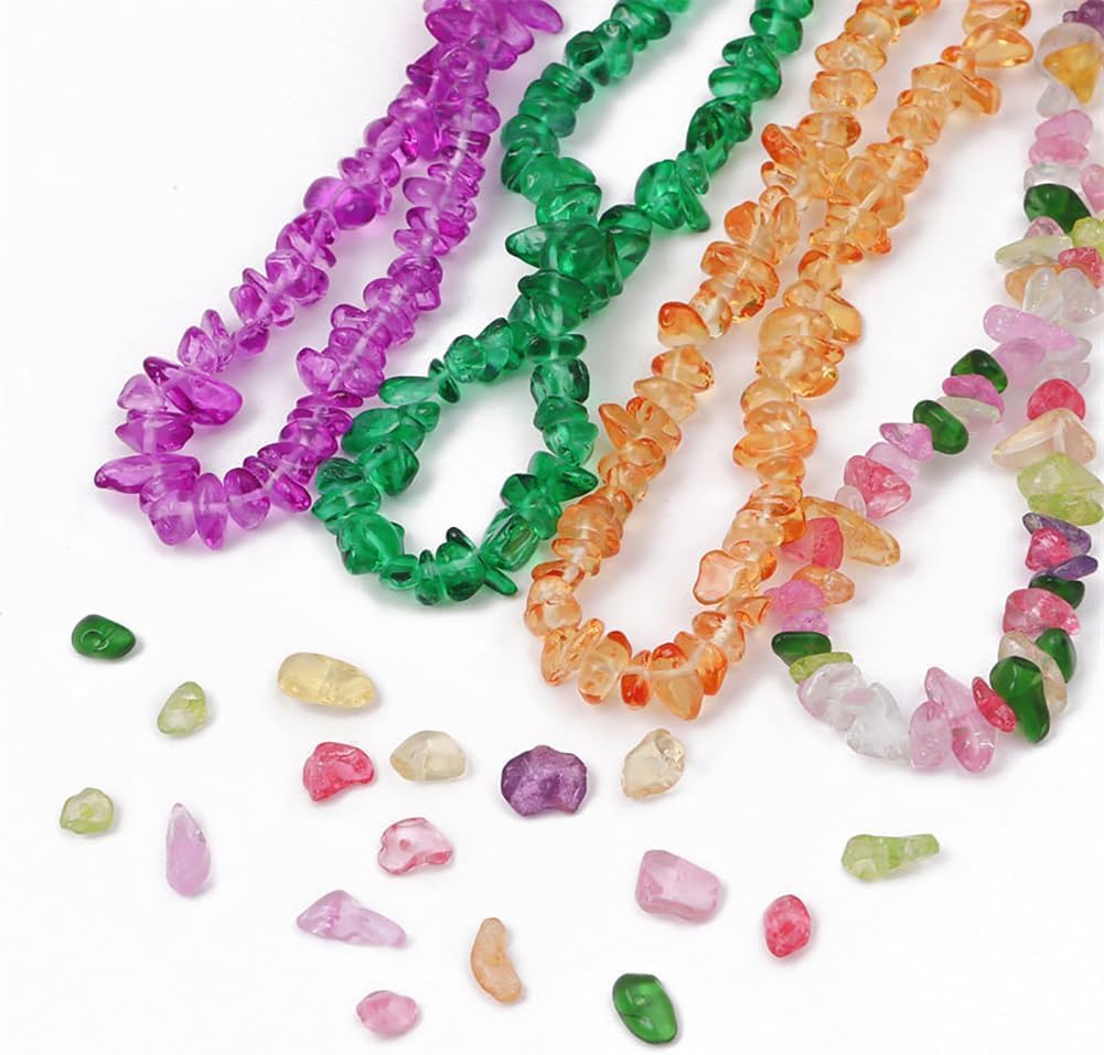 400Pcs Stone Beads for Jewelry Making,5-10 mm Loose Waist Beads Bulk for Craft, Transparent Beads Irregular Beads for Bracelets Keychain Earring,(Mixed Color,5 10 mm(1600P))