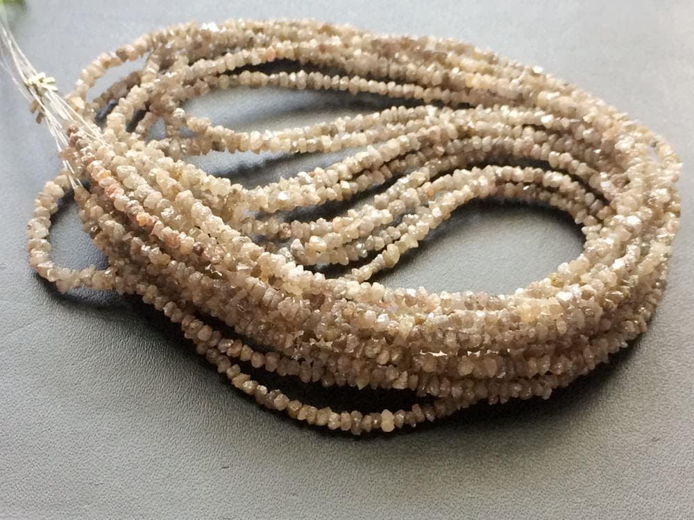 2-3mm Light Brown Rough Diamond Chip Beads, Light Brown Raw Diamond, Raw Uncut Diamond Beads For Jewelry (4IN To 16IN Options) - DS3607, 2-3 MM