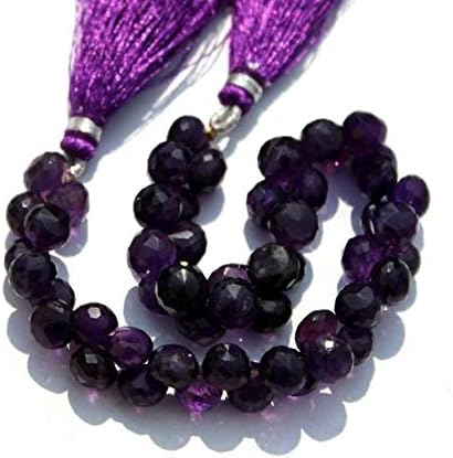 8 Inch Long 6-8 mm Natural African Amethyst Faceted Onion Briolette Beads Code-HIGH-42797