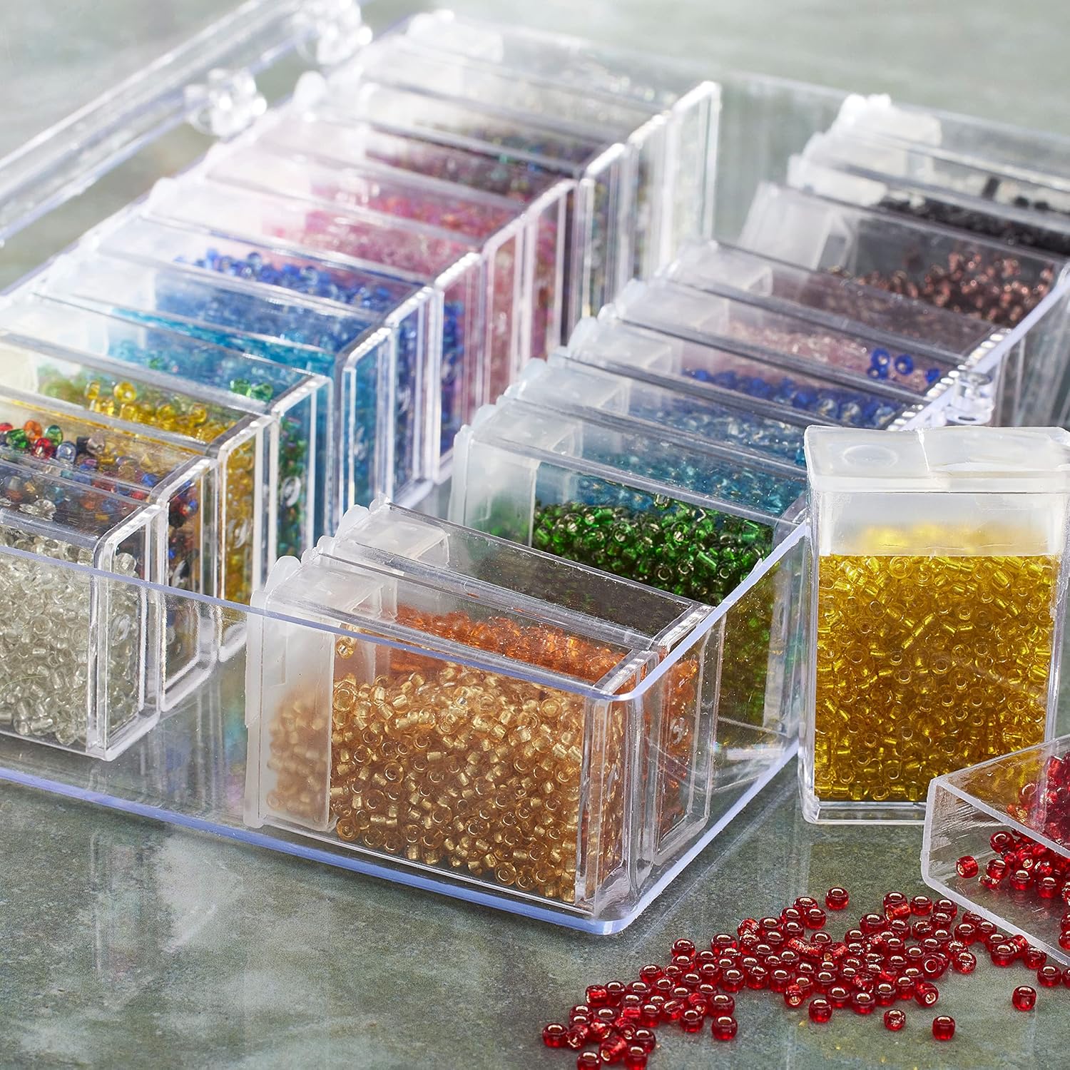Bead Landing Storage Box with Assorted Bead Colors, 6 Pack