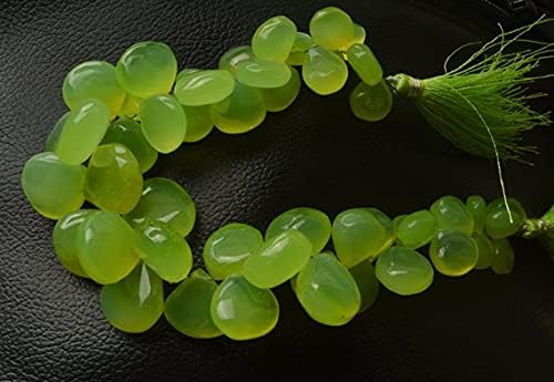 Beads Gemstone 1 Strand Natural 8 Inch Long Strand,Superb Green Color CHALCENY Smooth Heart Shape Briolettes 10 to 14 MM Code-HIGH-29519