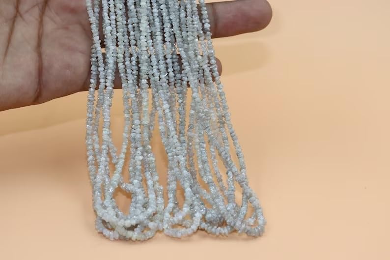 Natural Raw White Diamond Uncut Beads 3-4 mm Raw Diamond Beads Uncut Diamond Beads White Diamond Beads