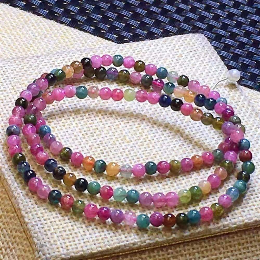 Natural Tourmaline Bracelet Three Circle Tourmaline Multi Circle Bracelet 1pc semi-Finished Beads (Color : (More Transparent) About 5MM)