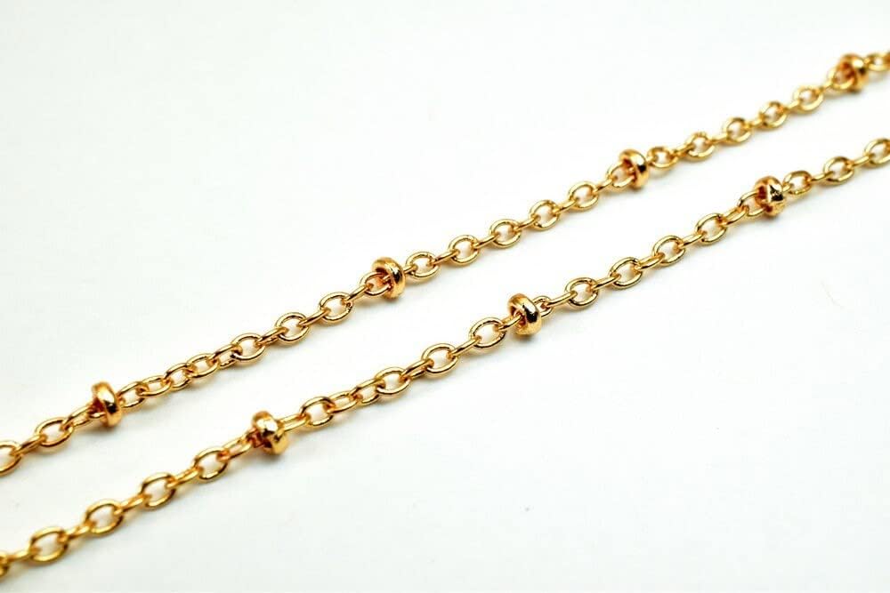 18K Pinky Gold Filled EP Chain Saturn Chain, Satellite Chain Width 1.5mm Thick 0.25mm Findings Chain Sold by Foot PGF22