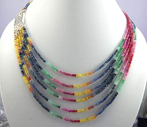 LOVEKUSH LKBEADS Multi-Sapphire Faceted Rondelle Beads- 19 Inch Long 6 Strand Stones Size-3 mm Code-HIGH-47102