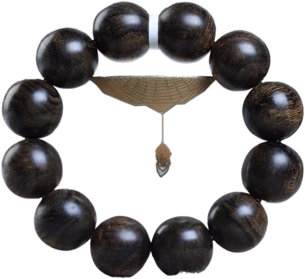 Brunei Agarwood Old Wood Sinking Beads 20mm Black Oil Coarse Snake Skin Pattern Full Condition Rich