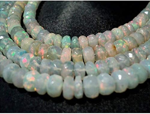 Ethiopian Opal Beads, Welo Opal, AAA Faceted Ethiopian Opal Plain Beads, Rondelle Beads, 5mm to 5.5mm Beads, 18.5 Inch Strand