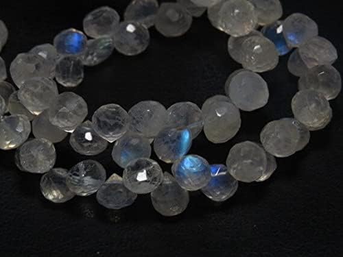 Rainbow Moonstone - 10 inches Strand - Micro Cut Faceted Onion Shape Briolett - Nice Flash Fire Big Size 7x7 mm to - 8x8 mm