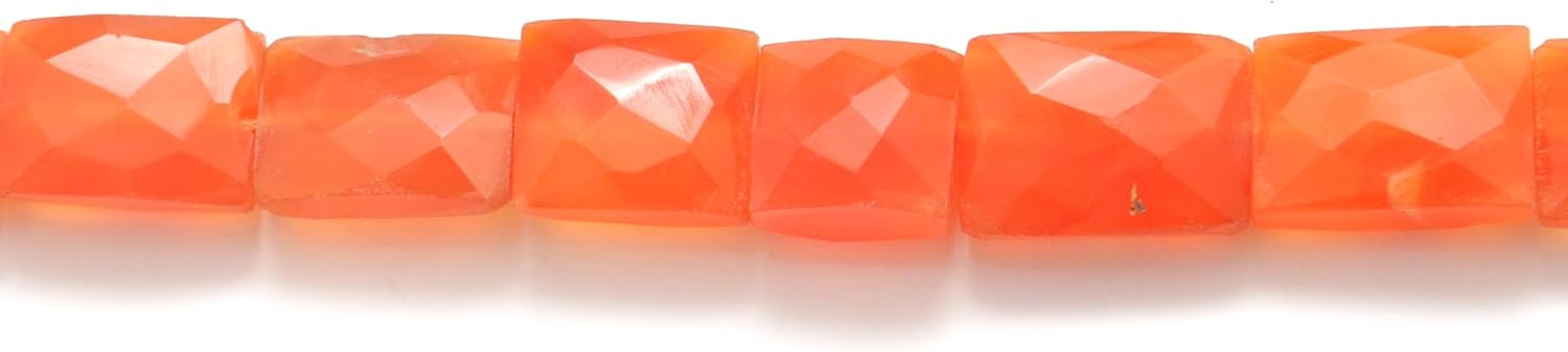 Kanika Creations Natural Carnelian Faceted Rectangle Beads 9X10-10X15MM – 30 Pcs 16.5 Inch Strand, Faceted Orange Gemstones for DIY Jewelry Making