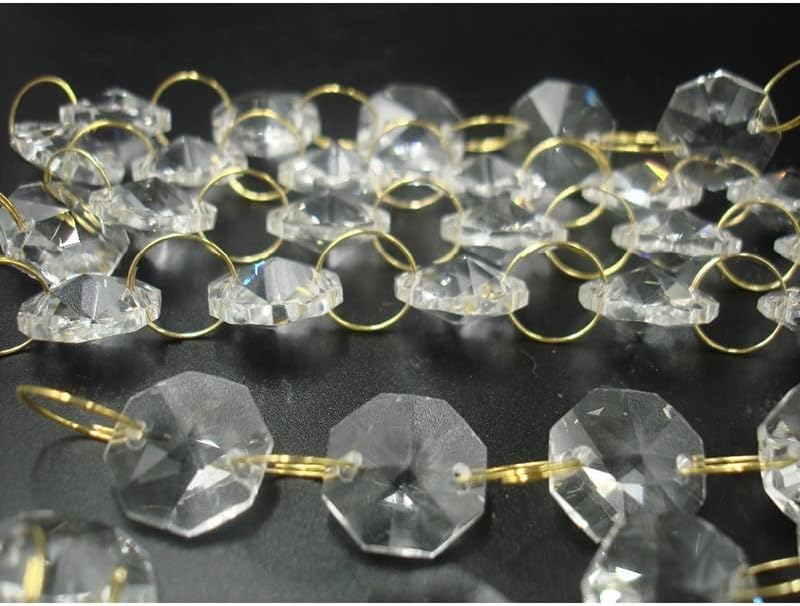 Hanging Crystals Prisms 5 Meters Crystal Strands Octagon Beads Chains with Golden Connectors Decorations Hangings Crystals for Decoration