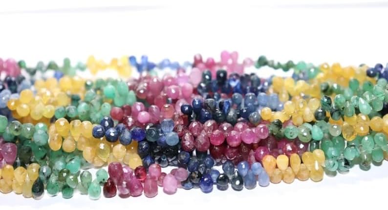 Multi Precious Faceted Drops Shape Beads 4 * 6 mm Multi Rainbow Drops Side Cut Multi Precious Drops Beads Precious Multi Beads