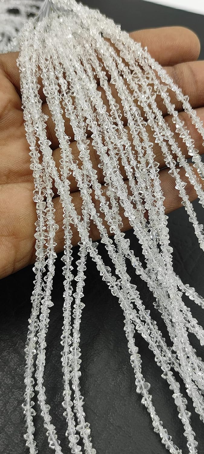 Hanumat Gems Lot of 2 Strand 16 Inches Strand,Natural Hirkimar Diamond Quartz Gemstone Uncut Chips Raw Beads,Smooth Raw Uncut Bead,Nuggets Beads,AAA Quality Uncut Chips Strand