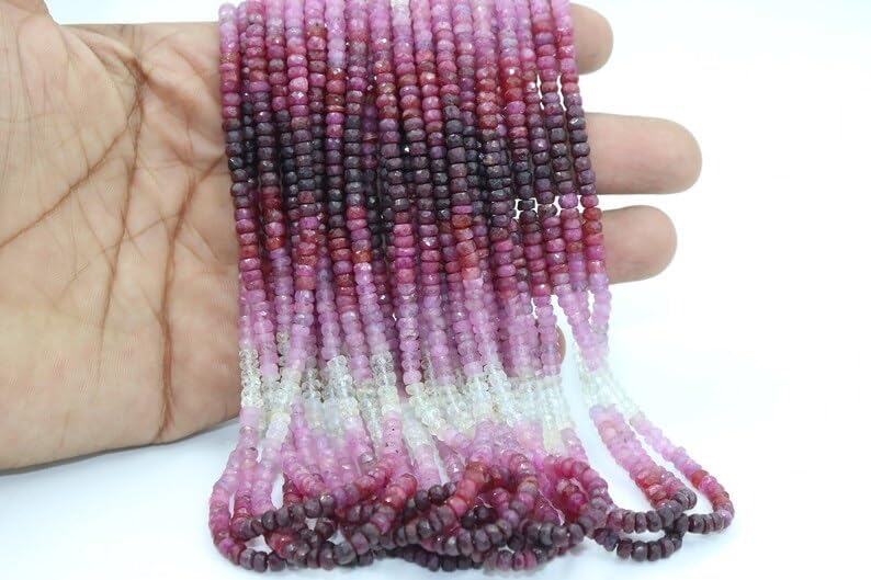 Natural Ruby Faceted Rondelle Beads 4-4.5 mm Ruby Beads Ruby Rondelle Beads Wholesale Precious Ruby Beads