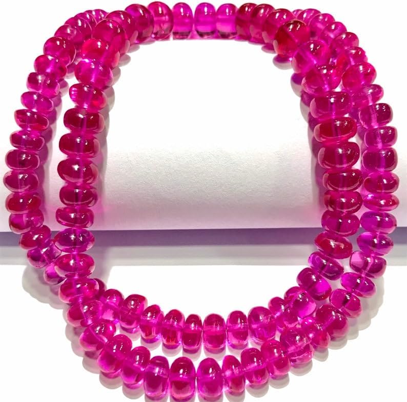 Natural Pink Spinel Roundelle Smooth Beads 8-10 MM 18 inch Long String Jewelry Making Gemstone Beads for Necklace Bracelet