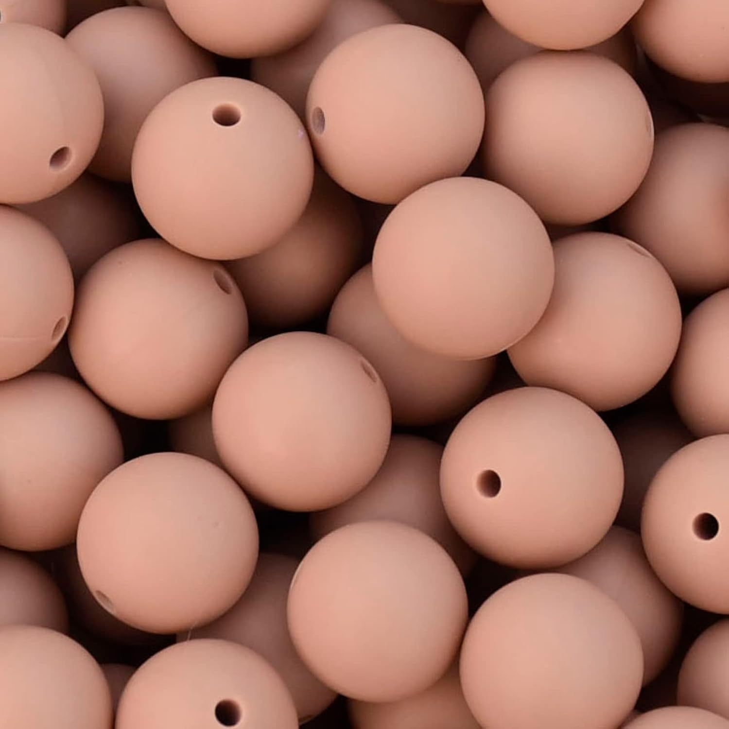 Silicone Beads Bulk 15mm 12mm DIY Necklace Bracelet Keychain Making Craft Set Jewelry, Colorful Silicone Beads Bulk Round Bead Loose with Accessories (15 mm Round Dusty Pink)