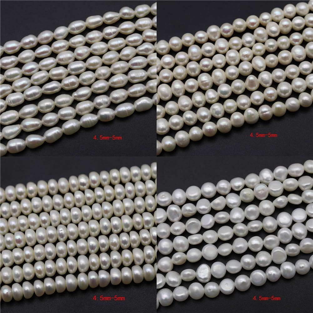 4.5Mm-5Mm Natural Freshwater Pearls Beads Rice-Shaped Circular Flat-Shape Irregular Beads for Jewelry Making Shape 5 500 Pieces