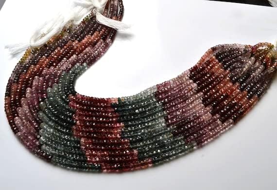 BEADS GEMSTONE 1 Strand Natural 13.5 Inches super Multi Spinel Beads Micro Faceted Rondelle Shape Beads 3.5 to 4 MM Code-HIGH-22255