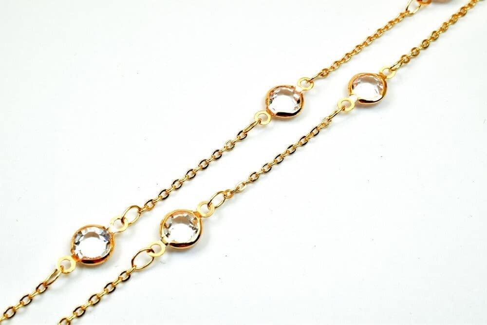 18K Pinky Gold Filled EP Chain Rhinestone Width 7mm Thickness 3mm Gold-Filled findings for Gold Filled Sold by Foot PGF29