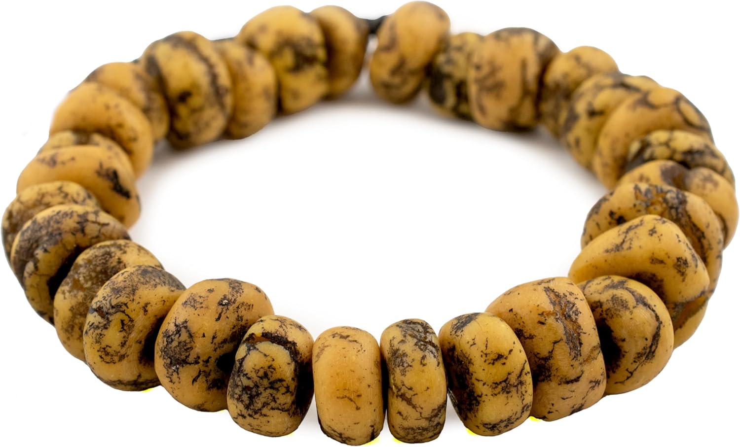 The Bead Chest Vintage Jaune Moroccan Amber Resin Beads Petite 21mm Morocco African Yellow Round Large Hole 20 Inch Strand Handmade