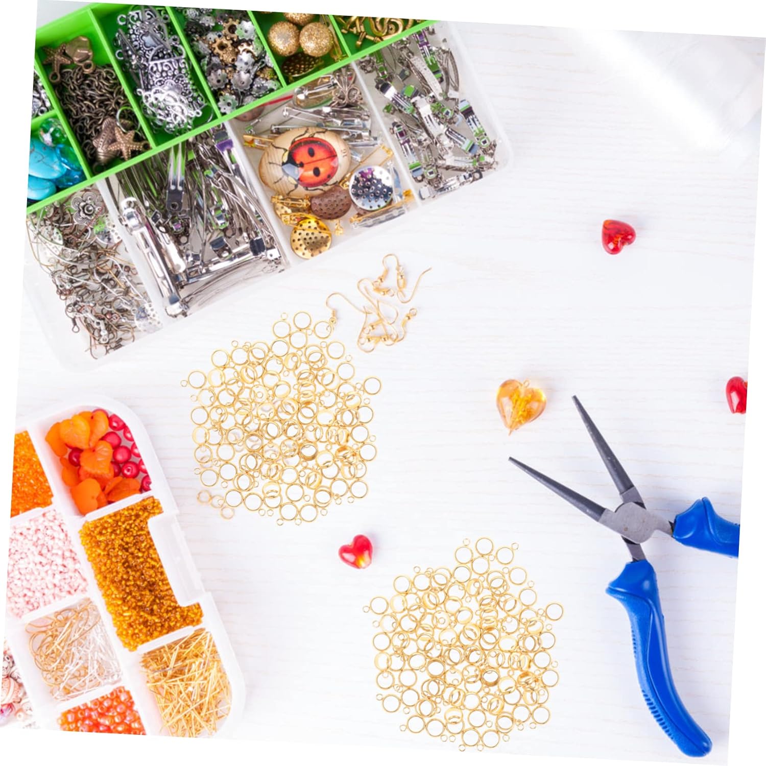 TEHAUX 500pcs Jewelry Making DIY Findings Stainless Steel Ring Bail Beads Charms Holder