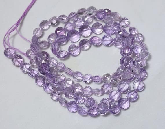 BEADS GEMSTONE Amethyst Faceted Coin Shape Beads, Pink Amethyst Concave Cut Beads, Gemstone for Jewelry, 10mm - 11.5mm Approx, 9 Inches Strand Code-HIGH-24468