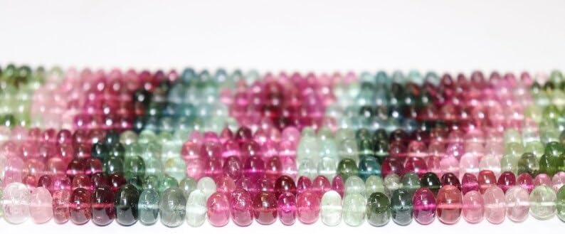 Multi Tourmaline Smooth Rondelle Beads 6.5-7 mm Tourmaline Bead Multi Tourmaline Rondelle Beads Plain Tourmaline Beads Beads for Making Jwelery