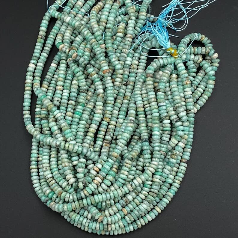 13 inch Strand of Natural gem Green Emerald, 6mm Rondelle Smooth Beads for DIY Jewelry Making. | Beads_04193, As Per Photo