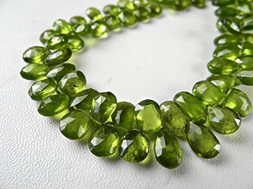 13 inch natural beads strand of 8x5-10x7mm faceted pear green vessonite gemstone briolletes beads for DIY jewelry - necklace, bracelet, earring, ring.