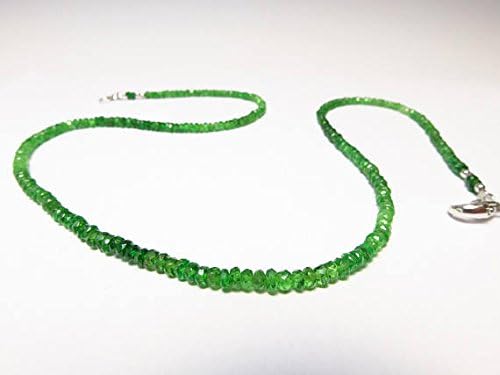 925 sterling Silver Blush Jewelry 4mm stacking Green Green Garnet Necklace Rondelle, Faceted 17