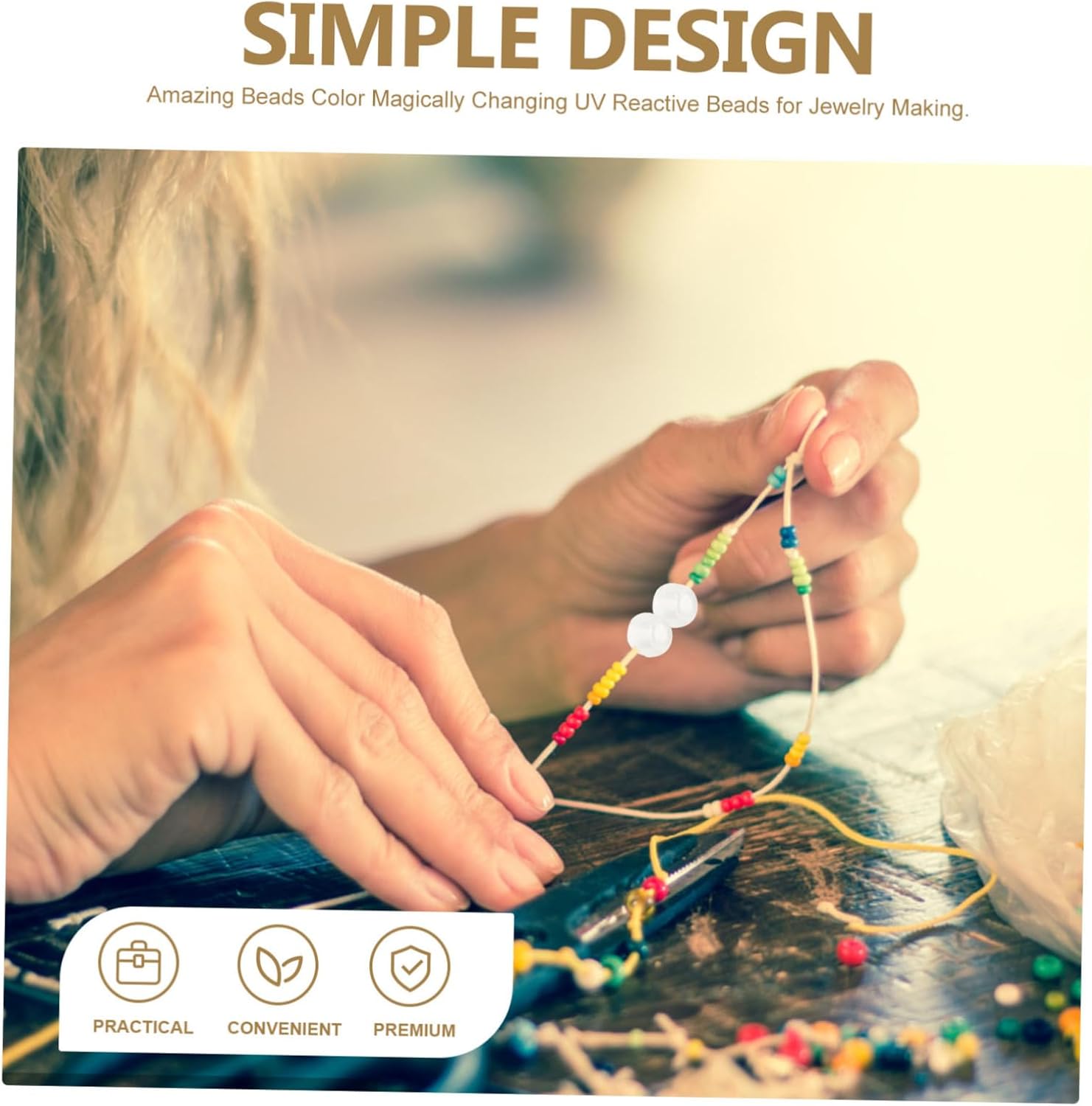 VILLCASE 10000pcs Changing Beads Uv Beads Kit Plastic Uv for Jewelry Making Magically Translucent Dark