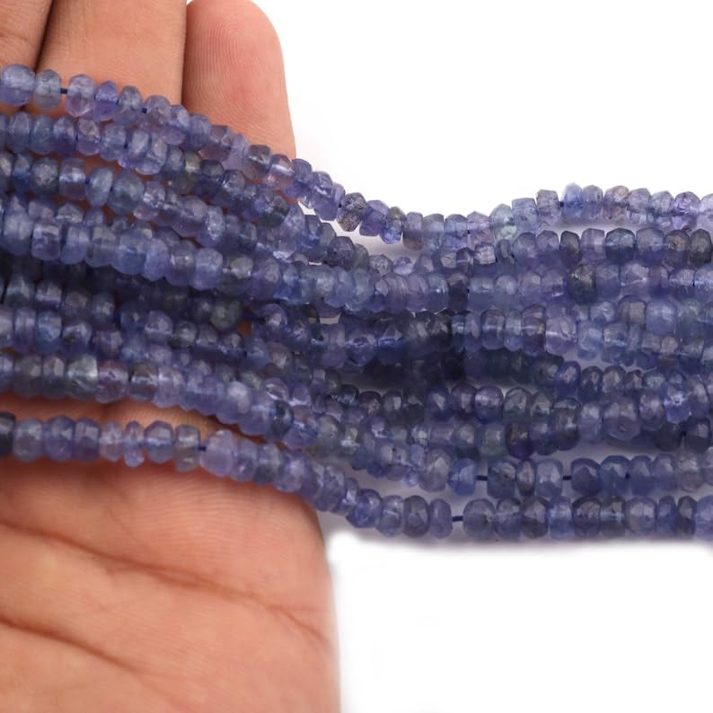 13 inch Strand of Natural gem Iolite, 3.5-4mm rondelle Faceted Beads for DIY Jewelry Making. | Beads_04902