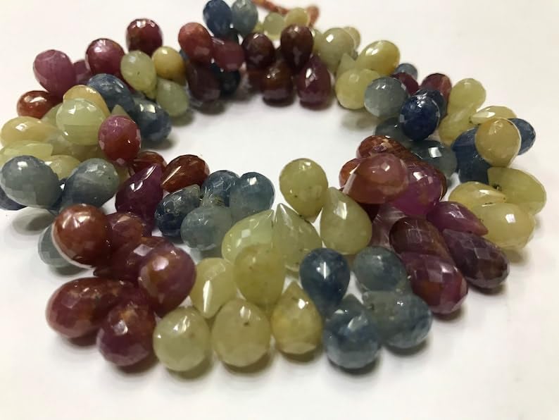 Natural Wonder SAFIRE Teardrop Smooth Beads 7-9 mm 18 inch Long String Jewelry Making Gemstone Beads for Necklace Bracelet