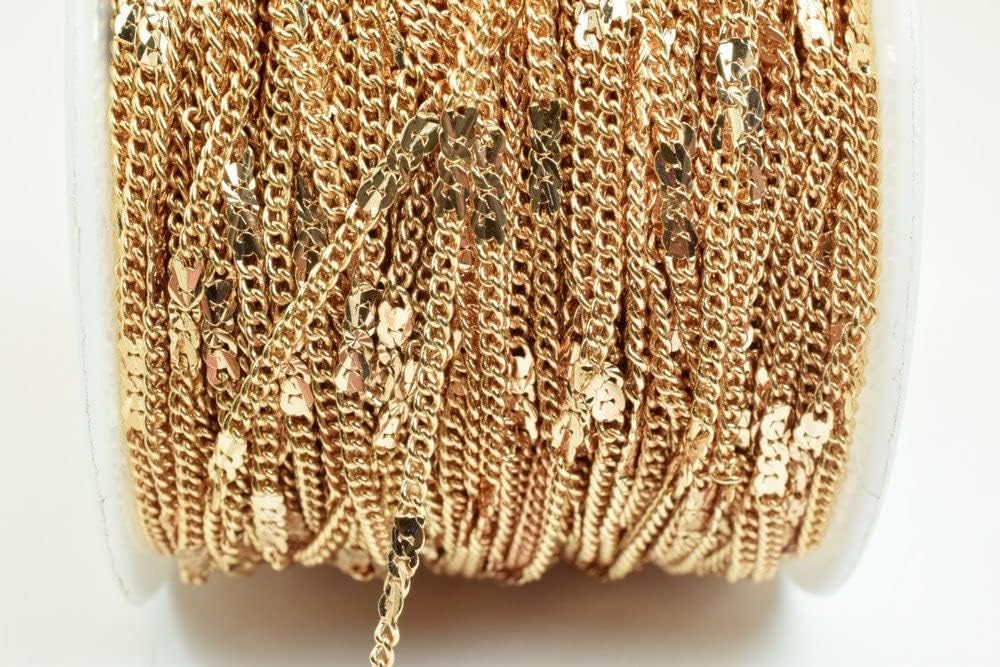 18K Pinky Gold Filled EP Chain Width 2mm Thickness 1mm Gold-Filled findings for Gold Filled Sold by Foot PGF15