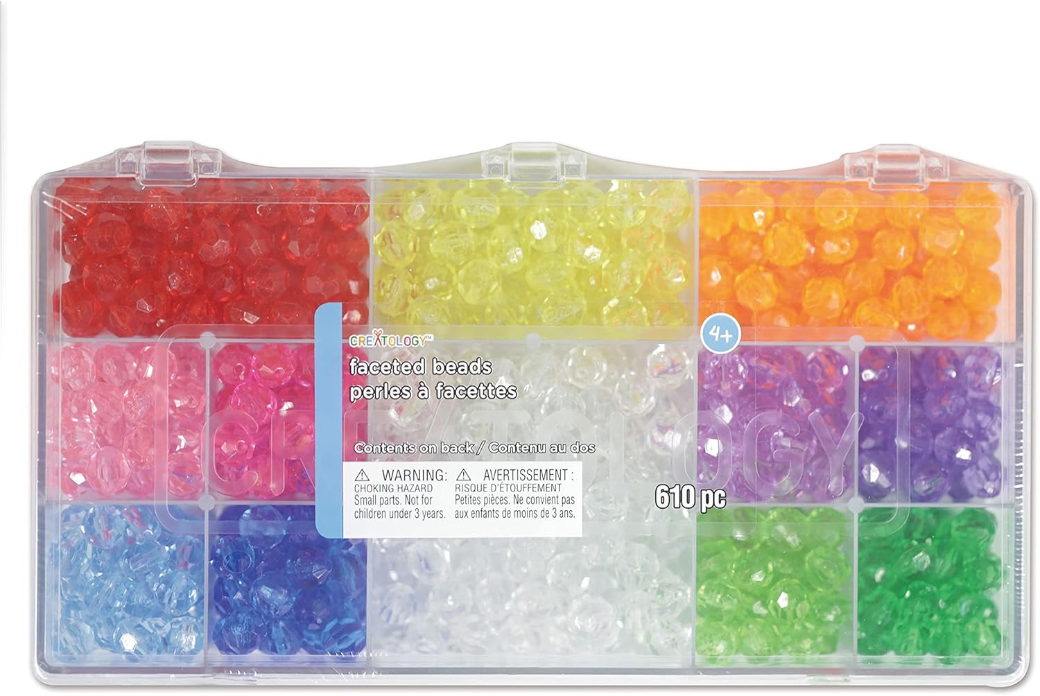 Creatology Multicolor Faceted Plastic Beads, 9 Packs: 610 ct. (5,490 Total), 9mm x 9.5mm