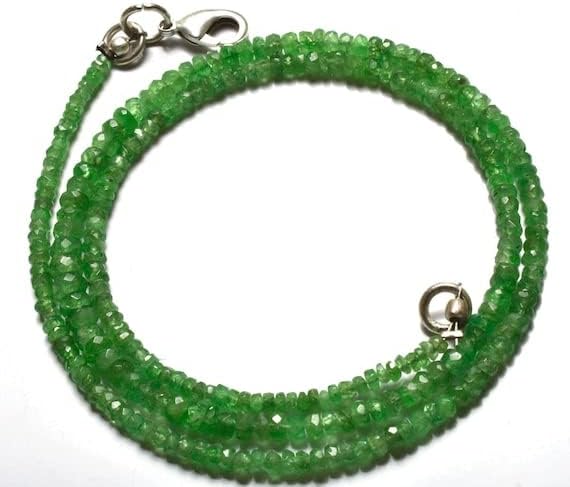 BEADS GEMSTONE 1 Strand Natural 17 inches full strands Green Garnet tsavorite Faceted Rondelle beads super Necklace 2 to 4.5 MM Code-HIGH-22281