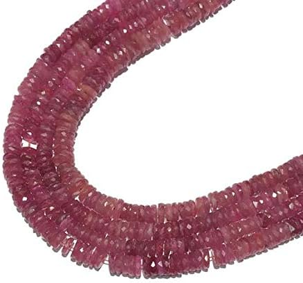 Ruby, Glass Filled Ruby, Micro Faceted Heishi,Tyre Beads, Spacer Beads Size 5.5 mm Beads, 16 Inch Full Strand