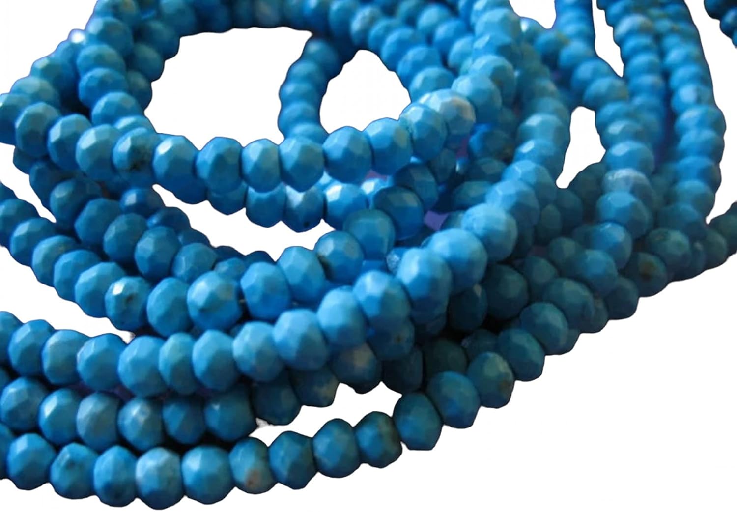 1 Strand Turquoise Rondelles Beads, 3-4 mm, Luxe AAA, Faceted Genuine Turquoise Beads, December Birthstone Aqua Blue Beads Exclusive by Beads_World CHIK-STNRDD-1720