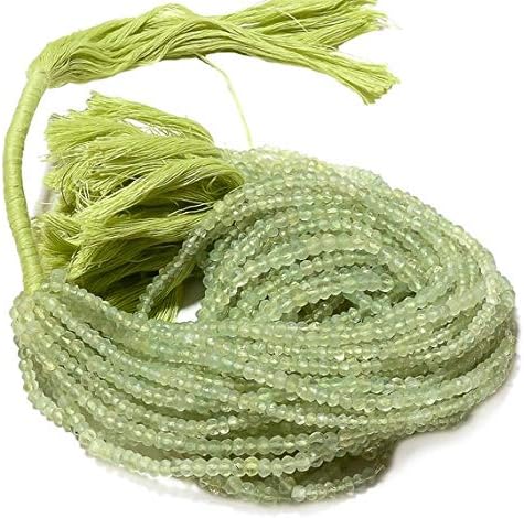 5 Strands 3mm Prehnite Beads, Faceted Rondelle Beads, Prehnite Gemstone Beads, 13.5 Inch Strand Code-HIGH-49073