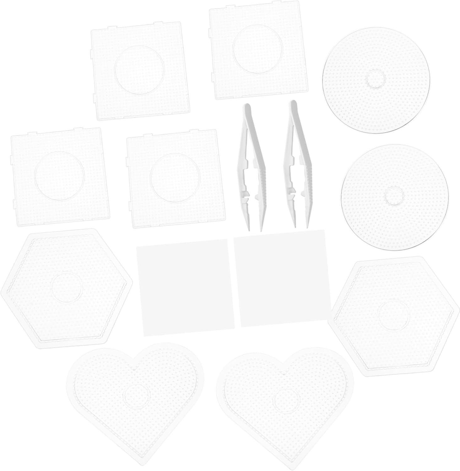 Lurrose 4sets Plastic Bead Pegboard Large Craft Beads Board Interlocking Shape Boards for Boys and Girls DIY Play and Decorations